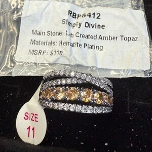 Simply Divine Amber Topaz and Hematite Ring